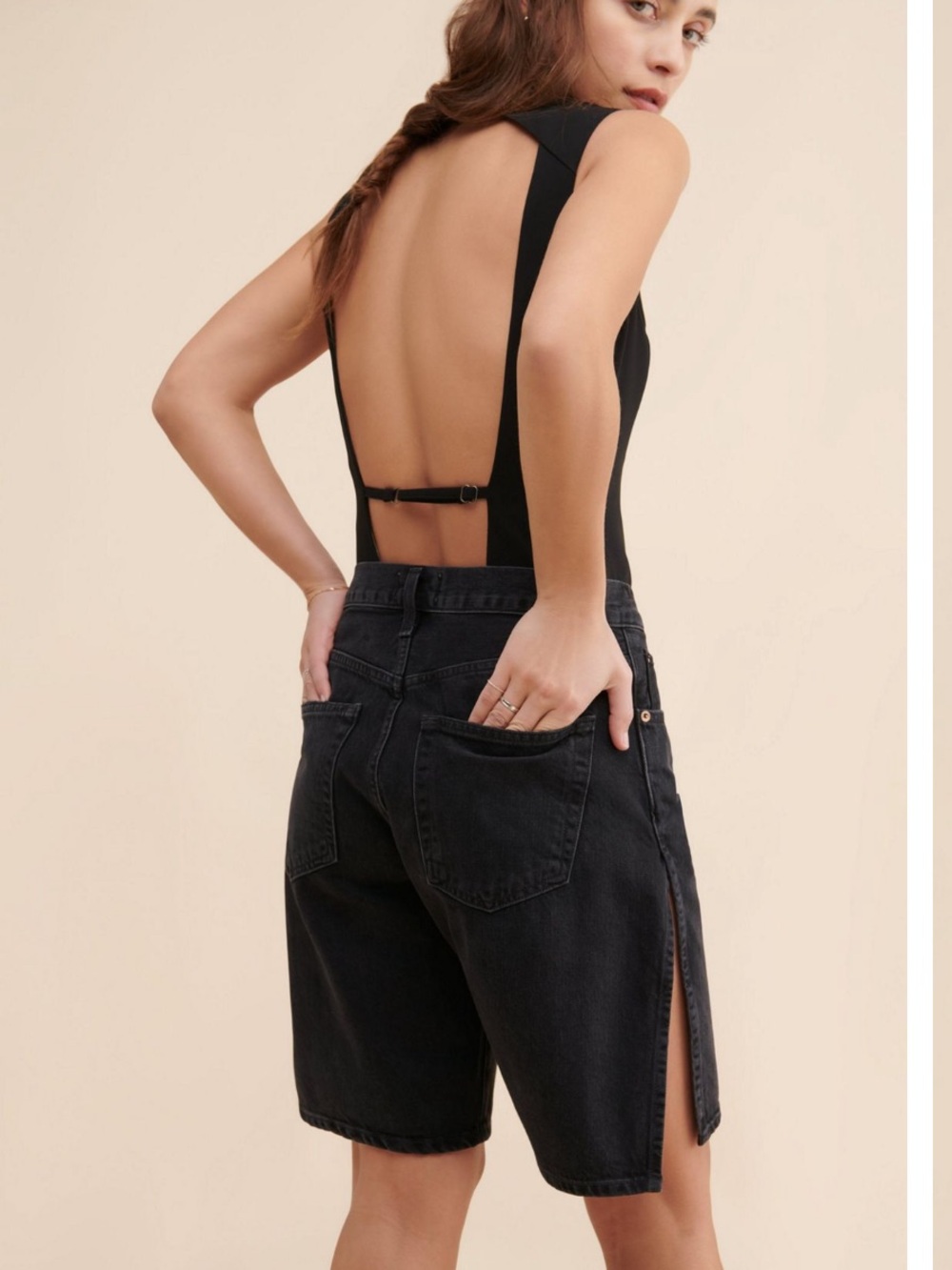 Agolde Side Slit Long Shorts